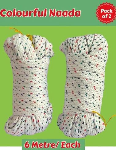 ندى بيجامة دوري بخيوط متعددة الألوان من القطن للملابس الهندية والفساتين الهندية، بيجامة، ليهانجا، ساري باتيكوت، سراويل مع عصا (عبوة من قطعتين) in Kuwait