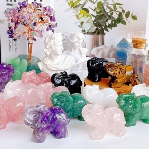 Green Elephant Ornament, Elephant Statue, Jade Stone Handcraft Natural Green Jade Stone Elephant Statue Decor Toys in Hand Home Décor Accents Sculptures in Saudi Arabia