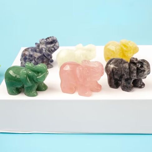 Green Elephant Ornament, Elephant Statue, Jade Stone Handcraft Natural Green Jade Stone Elephant Statue Decor Toys in Hand Home Décor Accents Sculptures in Saudi Arabia