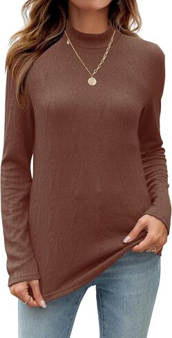 Women's 2024 Fall Long Sleeve Turtleneck Top Lightweight Tunic Sweaters in Saudi Arabia