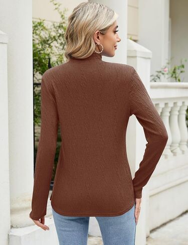 Women's 2024 Fall Long Sleeve Turtleneck Top Lightweight Tunic Sweaters in Saudi Arabia