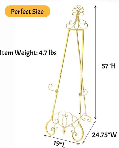 Gold Easel Stand for Sign, Adjustable Height Metal Easel Display Stand with Chain Support, Heavy Duty Easel for Sign, Wedding, Picture Frame, Mirror. (No Installation Required) in Kuwait