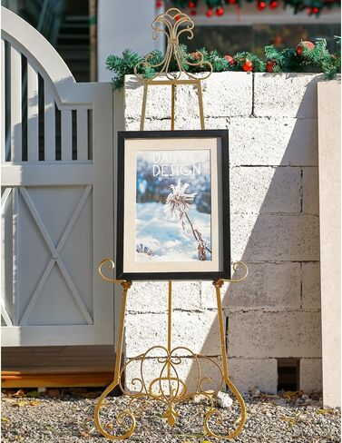 Gold Easel Stand for Sign, Adjustable Height Metal Easel Display Stand with Chain Support, Heavy Duty Easel for Sign, Wedding, Picture Frame, Mirror. (No Installation Required) in Kuwait