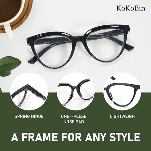 KoKoBin Cat Eye Reading Glasses for Women 3 Pack Stylish Design lue Light Blocking Spring Hinges Readers in Kuwait