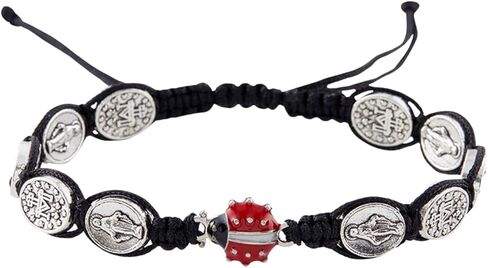 سوار مسبحة خنفساء المال للغداء، مكرامية، 7-1/2 بوصة قابل للتعديل، مع بطاقة صلاة in Kuwait