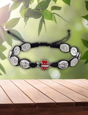 سوار مسبحة خنفساء المال للغداء، مكرامية، 7-1/2 بوصة قابل للتعديل، مع بطاقة صلاة in Kuwait