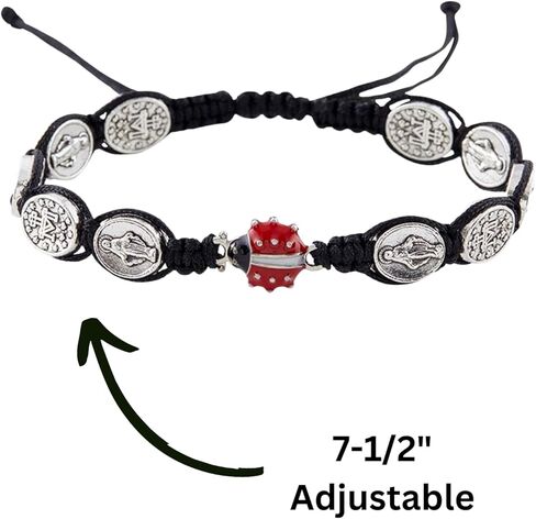 سوار مسبحة خنفساء المال للغداء، مكرامية، 7-1/2 بوصة قابل للتعديل، مع بطاقة صلاة in Kuwait