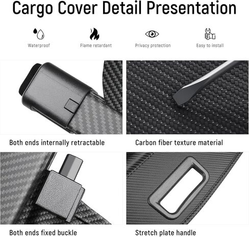 ZZEQYG Cargo Cover for 2015-2024 Nissan Murano Accessories Carbon Fiber Texture Retractable Trunk Security Shield Shade Privacy Screen (Carbon Fiber) in Saudi Arabia