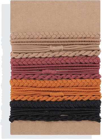 Hair Ties Bracelet Boho Hair Tie for Women Thick Hair, Lolalet Super Cute Soft Braided Hair Elastics Bands, Strong No Pull Nylon Hair Ponytail Holder for Thin Long Curly Hair -12 Pcs, Style F in Saudi Arabia
