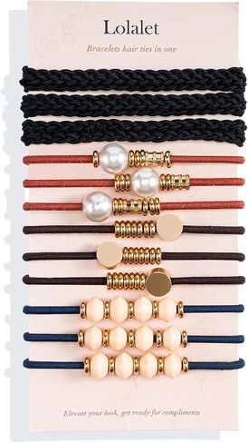 Hair Ties Bracelet Boho Hair Tie for Women Thick Hair, Lolalet Super Cute Soft Braided Hair Elastics Bands, Strong No Pull Nylon Hair Ponytail Holder for Thin Long Curly Hair -12 Pcs, Style F in Saudi Arabia