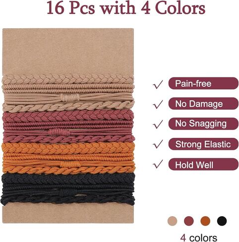 Hair Ties Bracelet Boho Hair Tie for Women Thick Hair, Lolalet Super Cute Soft Braided Hair Elastics Bands, Strong No Pull Nylon Hair Ponytail Holder for Thin Long Curly Hair -12 Pcs, Style F in Saudi Arabia