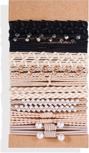 Hair Ties Bracelet Boho Hair Tie for Women Thick Hair, Lolalet Super Cute Soft Braided Hair Elastics Bands, Strong No Pull Nylon Hair Ponytail Holder for Thin Long Curly Hair -12 Pcs, Style F in Saudi Arabia