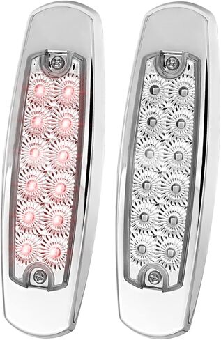 4 قطع 6.4 بوصة 2 كهرمان + 2 علامة إضاءة حمراء للمقطورة LED، فرامل، مصباح مساعدة لوقوف السيارات مع الكروم لشاحنة RV Bus Lorry ATV Tow 12V DC BB12 in Kuwait