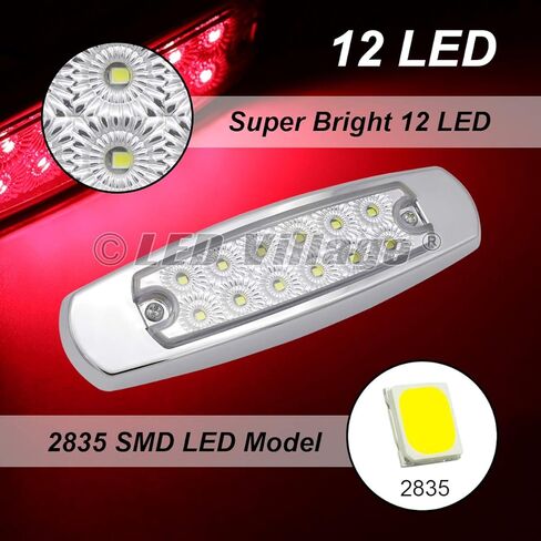 4 قطع 6.4 بوصة 2 كهرمان + 2 علامة إضاءة حمراء للمقطورة LED، فرامل، مصباح مساعدة لوقوف السيارات مع الكروم لشاحنة RV Bus Lorry ATV Tow 12V DC BB12 in Kuwait