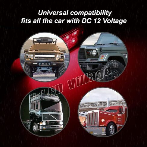 4 قطع 6.4 بوصة 2 كهرمان + 2 علامة إضاءة حمراء للمقطورة LED، فرامل، مصباح مساعدة لوقوف السيارات مع الكروم لشاحنة RV Bus Lorry ATV Tow 12V DC BB12 in Kuwait