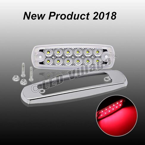 4 قطع 6.4 بوصة 2 كهرمان + 2 علامة إضاءة حمراء للمقطورة LED، فرامل، مصباح مساعدة لوقوف السيارات مع الكروم لشاحنة RV Bus Lorry ATV Tow 12V DC BB12 in Kuwait
