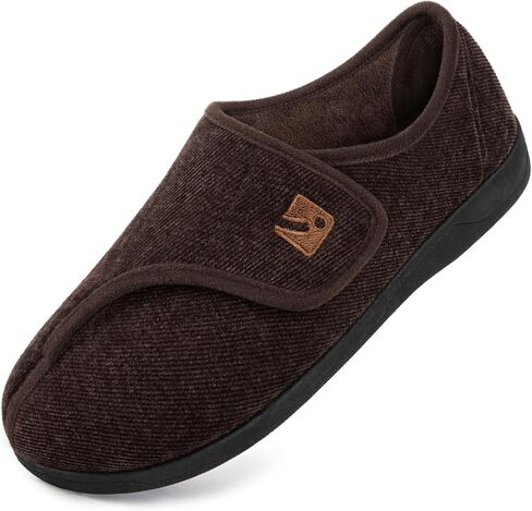 شبشب HomeTop رجالي من قماش شانيل قابل للتعديل، حذاء منزلي واسع ناعم ومريح ومضاد للانزلاق in Kuwait