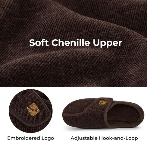 شبشب HomeTop رجالي من قماش شانيل قابل للتعديل، حذاء منزلي واسع ناعم ومريح ومضاد للانزلاق in Kuwait