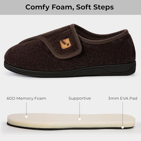 شبشب HomeTop رجالي من قماش شانيل قابل للتعديل، حذاء منزلي واسع ناعم ومريح ومضاد للانزلاق in Kuwait