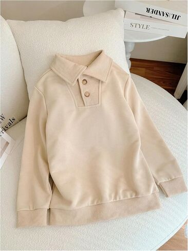 سويت شيرت SweatyRocks للأولاد بنصف زر وأكمام طويلة وياقة على شكل طية صدر السترة الصلبة in Saudi Arabia