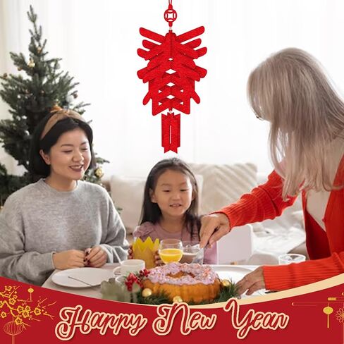 Hying Chinese New Year Hanging Decorations Spring Festival Hanging Ornament 2025 Snake New Year Banner Garland Chinese Lunar Year Hanging Bunting Ornaments for Home Front Door Window Decorations in Kuwait