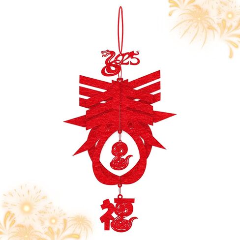 Hying Chinese New Year Hanging Decorations Spring Festival Hanging Ornament 2025 Snake New Year Banner Garland Chinese Lunar Year Hanging Bunting Ornaments for Home Front Door Window Decorations in Kuwait