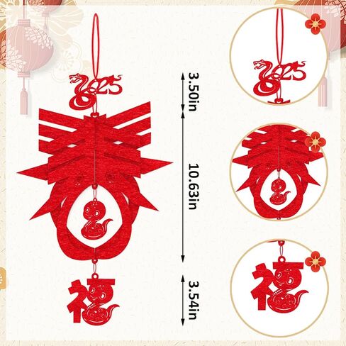 Hying Chinese New Year Hanging Decorations Spring Festival Hanging Ornament 2025 Snake New Year Banner Garland Chinese Lunar Year Hanging Bunting Ornaments for Home Front Door Window Decorations in Kuwait