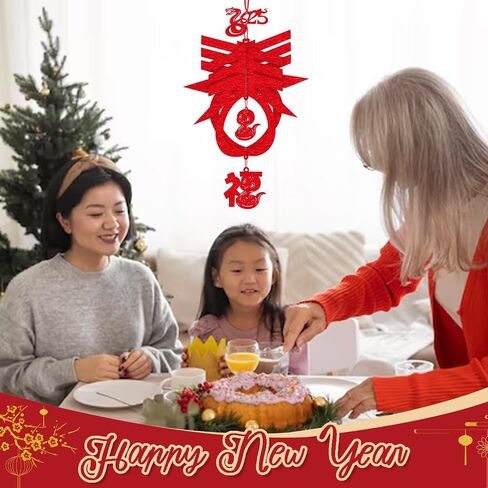 Hying Chinese New Year Hanging Decorations Spring Festival Hanging Ornament 2025 Snake New Year Banner Garland Chinese Lunar Year Hanging Bunting Ornaments for Home Front Door Window Decorations in Kuwait