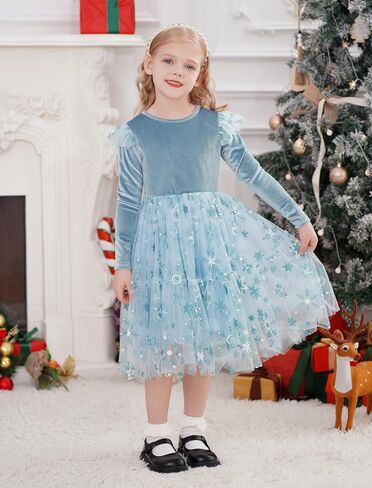 ABAFIP Toddler Baby Girls Christmas Velvet Tutu Dress Long Sleeve Sparkly Tulle Birthday Fall Winter Party Dress in Saudi Arabia