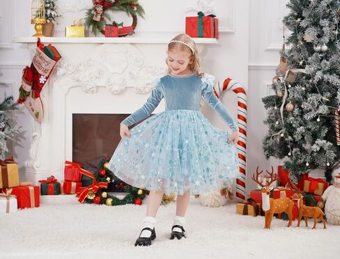 ABAFIP Toddler Baby Girls Christmas Velvet Tutu Dress Long Sleeve Sparkly Tulle Birthday Fall Winter Party Dress in Saudi Arabia