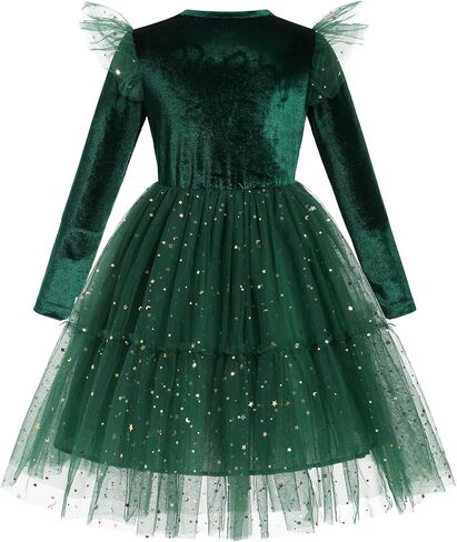 ABAFIP Toddler Baby Girls Christmas Velvet Tutu Dress Long Sleeve Sparkly Tulle Birthday Fall Winter Party Dress in Saudi Arabia