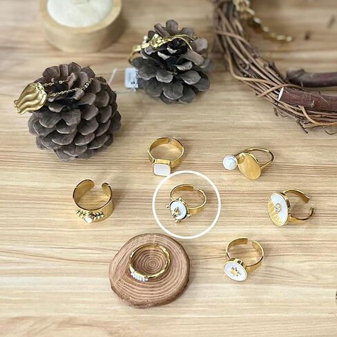 HIIXHC Chunky Gold Rings for Women - Adjustable Stackable Fashion Ring, Gold Plated Statement Knuckle Handmade Gemstone Gothic Vintage Rings for Teen Girls in Saudi Arabia