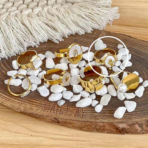 HIIXHC Chunky Gold Rings for Women - Adjustable Stackable Fashion Ring, Gold Plated Statement Knuckle Handmade Gemstone Gothic Vintage Rings for Teen Girls in Saudi Arabia