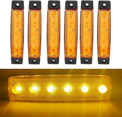 ZKFAR 6 PCS Car LED Side Marker Indicator, 12V 3258-6SMD Sponge Strip Side Light, Smoke Lens Waterproof Turn Signal Lamp, Suitable for Most Cars, Trucks, Vans, Trailers, Boats (Yellow) in Saudi Arabia