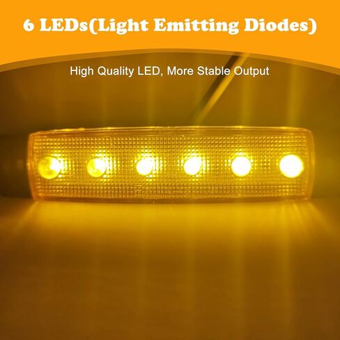 ZKFAR 6 PCS Car LED Side Marker Indicator, 12V 3258-6SMD Sponge Strip Side Light, Smoke Lens Waterproof Turn Signal Lamp, Suitable for Most Cars, Trucks, Vans, Trailers, Boats (Yellow) in Saudi Arabia