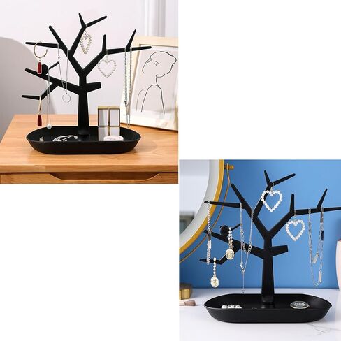 Stand Jewelry Display,9.8x10.6 Inch Birds Tree Jewelry Tree Organizer,Necklaces and Earrings Ring Tree Holder Display Jewelry Tower Tree (Black) in Saudi Arabia