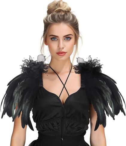 HOMELEX Shoulder Pad with Feathers Wings - Feather Harness Carnival Costumes for Women Masquerade Ball Raven Costume in Saudi Arabia