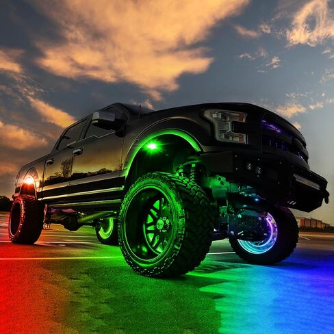 RGB Rock Light Kits, OFFROADTOWN RGB LED Rock Lights with 12 pods Lights Multicolor Neon Trail Rig Lights Underglow Wheel Well Rock Lights for Truck Pickup Tundra Dodge GMC in Saudi Arabia