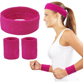 3-Piece Sweat-Wicking Sports Headband and Wristband Set