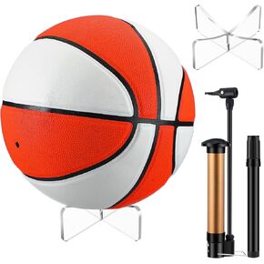 Liliful Autograph Basketball with Acrylic Ball Stand, Signature Pen and Pump Blank Signature Official Ball 4 Panel Basketball Coach Gifts for Sports School College Birthday Graduation