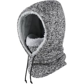 Men Winter Hats One Piece Fleece Lined Knit Balaclavas Mask Set Skull Beanie Neck Circle Scarf Ski Snow Hood Hat
