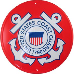 Tags America United States Coast Guard Emblem Metal Sign - USCG Logo, 12 inches