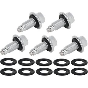 5PCS M12x1.75MM Magnetic Oil Drain Plug Fit for Buick Cadillac Chevrolet GMC Lincoln Ford, Replace 090-936CD 090-091 090-175CD 653096US 55577568 090-948, WITH 10PCS 097-119 Gaskets