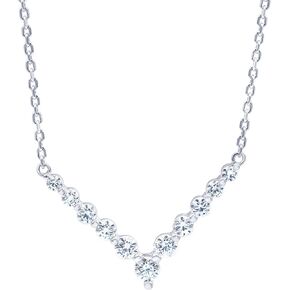 Sterling Silver 1.00 Carat Round Cut Lab Grown Diamond V Shape Pendant Necklace for Women |(H-I SI2-I1)|Fine Jewelry for Her | Gift Box Included
