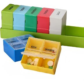 Large Portable Weekly Medicine Pill Organizer - 4 Times a Day, Easy to Fill, Safe for Use, Ideal for Home & Travel - Perfect for Fish Oil & Other Supplements (Green)