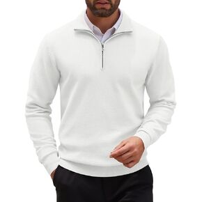COOFANDY Men's Quarter Zip Up Sweaters Slim Fit Casual Long Sleeve Knitted Mock Neck Pullover Sweaters