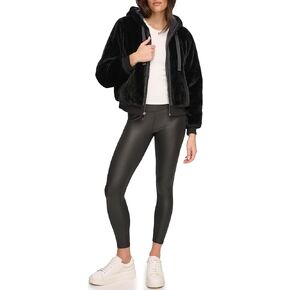 Andrew Marc womens Faux Fur Zip Up Hoodie