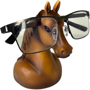 Top Brass Brown Horse Head Eyeglass Holder – Whimsical Reading Glasses Sunglass Stand – Funny Desk Nightstand Keeper Rack Display – Equestrian Rodeo Figurine
