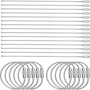 HARFINGTON Wire Keychain Cable Plastic Coated Stainless Steel Key Ring Cable Loop Rings for Hanging Luggage Tags Key ID Tags