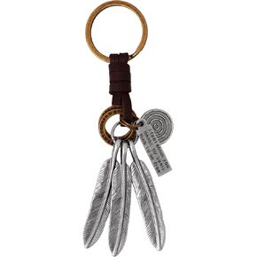 HAQUIL Vintage Leaf Feather Leather Antique Keychain Gift Women Men Leather KeyRing Home Car Door Keys Holder Dive Safe Keychain